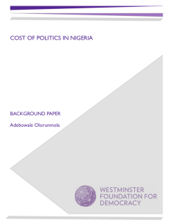 cost of politics in nigeria - Westminster Foundation for Democracy