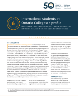 International students at Ontario Colleges: a profile