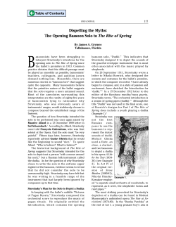 Dispelling the Myths: The Opening Bassoon Solo to The Rite of Spring