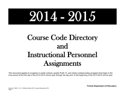 Course Code Directory and Instructional Personnel Assignments