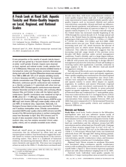 A Fresh Look at Road Salt: Aquatic Toxicity and Water