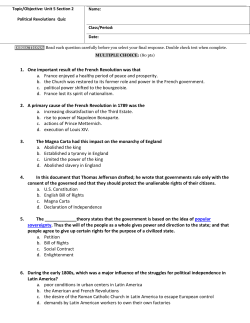 1. One important result of the French Revolution was that a. France