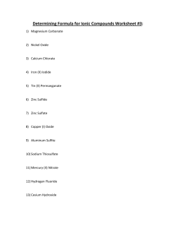 Determining Formula for Ionic Compounds Worksheet #3: