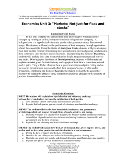 Economics Unit 3: &ldquo;Markets: Not just for fleas