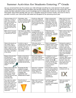 5 Summer Activities for Students Entering Grade