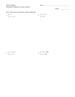 Skill Worksheet Substitution Method for Linear Systems Solve each
