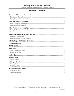 Getting Started with Excel 2008 - University of Michigan Library