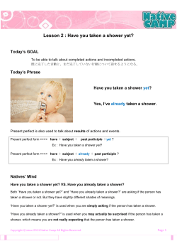 Lesson 2 : Have you taken a shower yet?