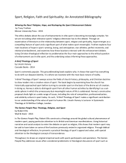 Sport, Religion, Faith and Spirituality: An Annotated Bibliography