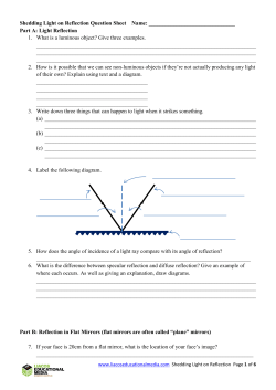 Shedding Light on Reflection Question Sheet Name: Part A: Light