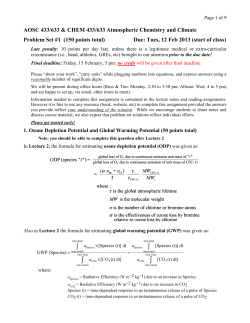Atmospheric Chemistry and Climate: Problem Set 1