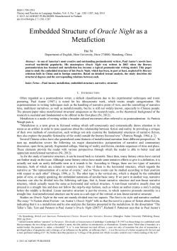 Embedded Structure of Oracle Night as a Metafiction