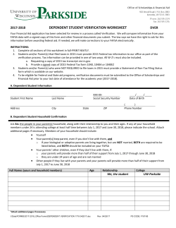 2009-2010 DEPENDENT STUDENT VERIFICATION WORKSHEET