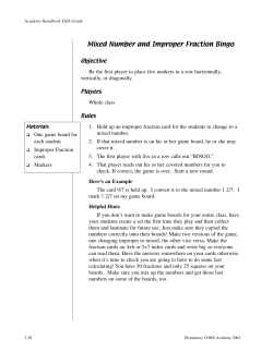 Mixed Number and Improper Fraction Bingo