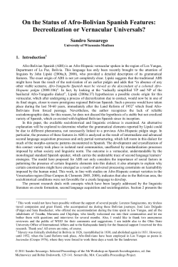 On the Status of Afro-Bolivian Spanish Features