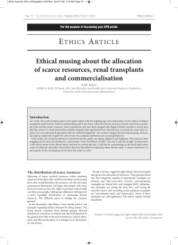 Ethical musing about the allocation of scarce resources, renal