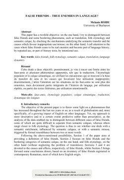 False Friends &ndash; True Enemies in Language?