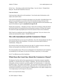 The 10th Amendment and the Commerce Clause