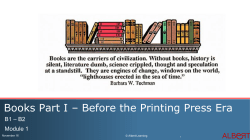 Books Part I &ndash; Before the Printing Press Era - Albert