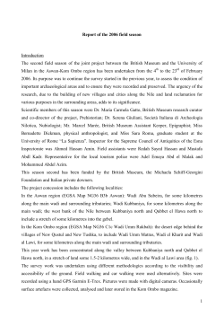 1 Report of the 2006 field season Introduction The second field