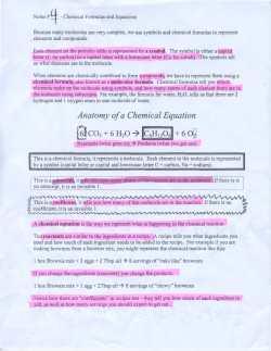 Anatomy of a Chemical Equation @ C02 + 6 H20 ~ C6H1206 + 6 0~