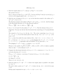 HW3 Due 7/16 1. Find the tangent plane to x3 + z sin(zy) + y 3 log x2