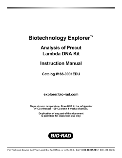 Biotechnology Explorer™ Analysis of Precut Lambda DNA - Bio-Rad