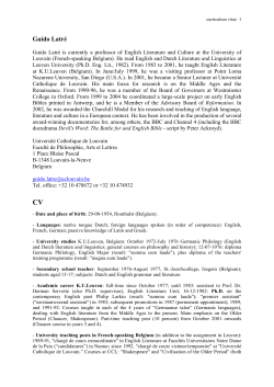 CV Guido Latr&eacute; - gemca - Universit&eacute; catholique de Louvain