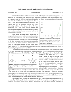 Ionic Liquids and their Applications in Lithium Batteries