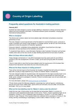 Country of Origin Food Labelling Factsheet