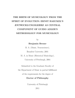 The Birth of Musicology from the Spirit of Evolution