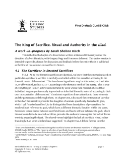 The King of Sacrifice. Ritual and Authority in the Iliad.