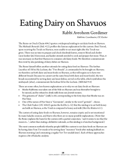 Eating Dairy on Shavuos