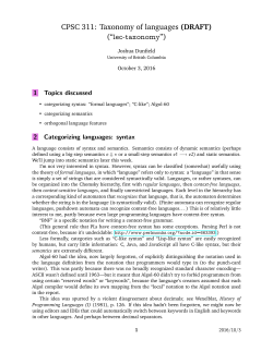 CPSC 311: Taxonomy of languages (DRAFT) (&ldquo;lec