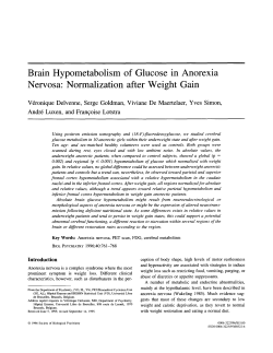 Brain Hypometabolism of Glucose in Anorexia