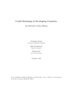 Credit Rationing in Developing Countries