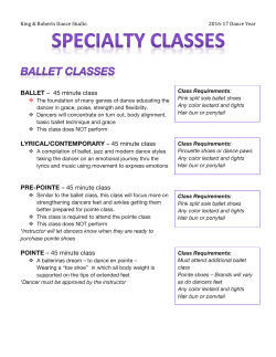 BALLET &ndash; 45 minute class LYRICAL/CONTEMPORARY &ndash; 45 minute