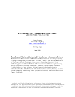 AUTHORITARIAN SUCCESSOR PARTIES WORLDWIDE: A