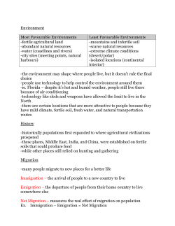 Environment Most Favourable Environments Least