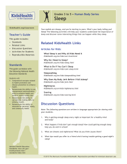 Teacher`s Guide: Sleep (Grades 3 to 5)