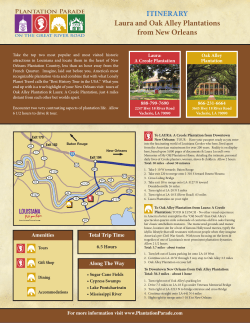 ITINERARY Laura and Oak Alley Plantations from New Orleans