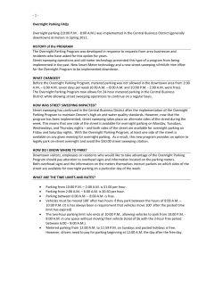 - 1 - Overnight Parking FAQs Overnight parking (10:00 P.M.