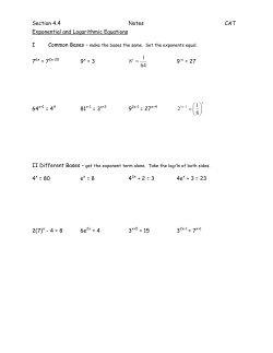 Section 4.4 Notes CAT Exponential and Logarithmic Equations I 9x