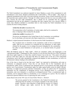 Presumption of Nonauthority and Unenumerated Rights