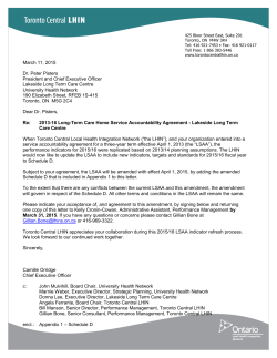 March 11, 2015 Dr. Peter Pisters President and Chief Executive