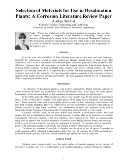 Selection of Materials for Use in Desalination Plants: A