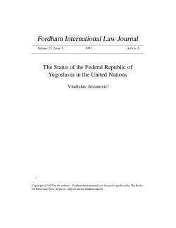 The Status of the Federal Republic of Yugoslavia in the United Nations