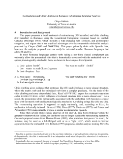 Restructuring and Clitic Climbing in Romance