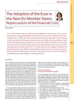 The Adoption of the Euro in the New EU Member States