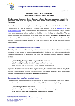 European Consumer Centre Germany &ndash; Kehl Buying a Used Car in